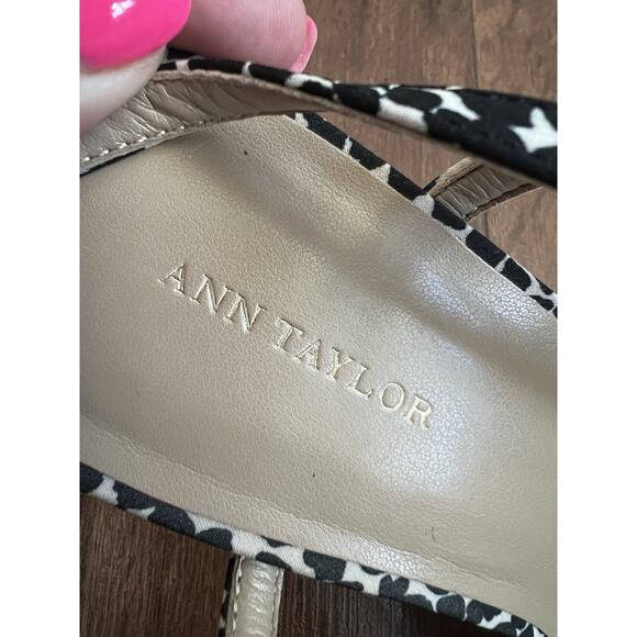 ANN TAYLOR Leopard Print Big Bow Sling Back Day To Night Kitten Heels - Picture 8 of 11